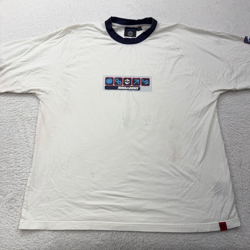 Bombardier Sea Doo Mens Graphic T Shirt White Blue XL Crew‎ Neck